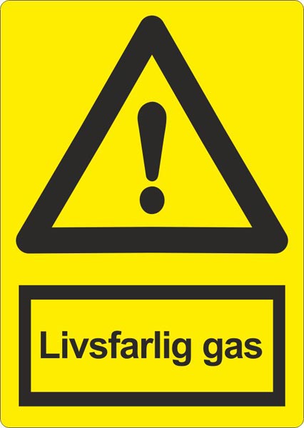livsfarlig gas skilt
