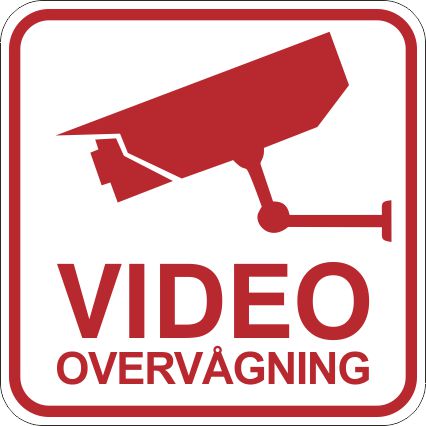 videoovervågning skilt i rød