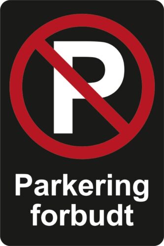 Parkering forbudt skilt sort