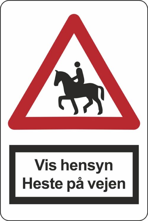 Vis hensyn - heste på vejen